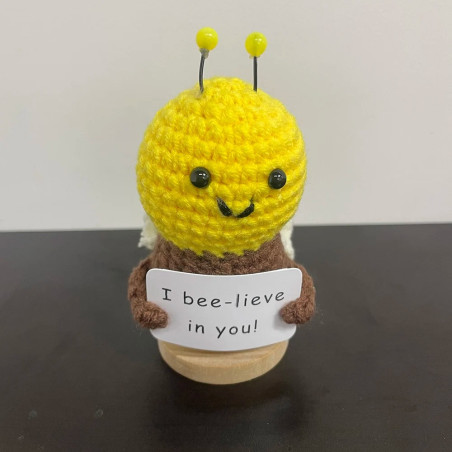 Peluche Abeille Positive 'Je crois en toi !' | Cadeau Fait Main