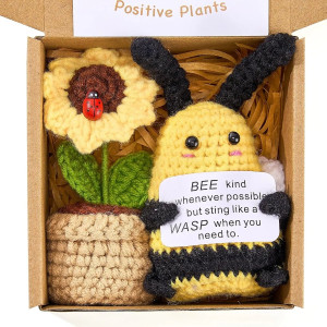 Coffret Cadeau Abeille Positive & Fleur au Crochet Fait Main