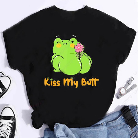 T-Shirt Grenouille Drôle "Embrasse mes Fesses" | Cadeau Original