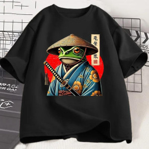 T-shirt Grenouille Samouraï 'Guerrière Fleurie' - 9 couleurs au choix