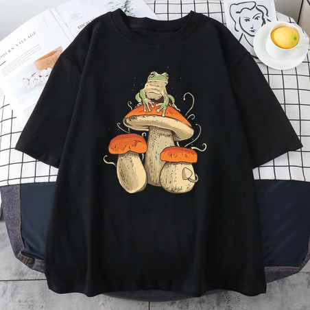T-shirt Mignon Grenouille sur Champignon | Cadeau Forêt