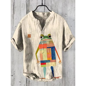 T-shirt Artistique Grenouille - T-shirt Patchwork Pop Moderne