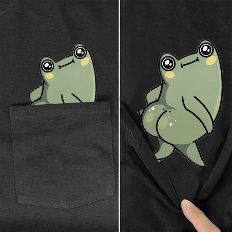 T-shirt Drôle Grenouille Espiègle | T-shirt Mignon Poche Coucou