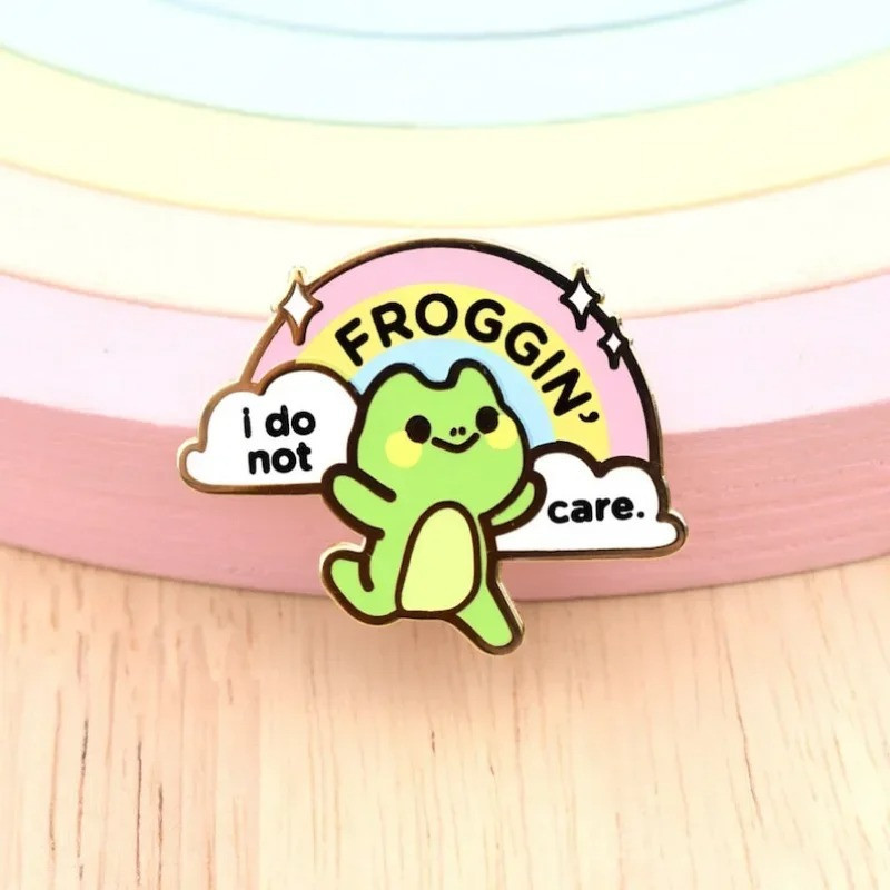 Pin's Émaillé Grenouille 'Froggin' I Don't Care'