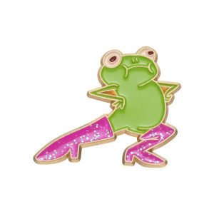 Pin's Drôle Grenouille avec Bottes Pailletées Roses | Cadeau Pin's Émaillé Mignon