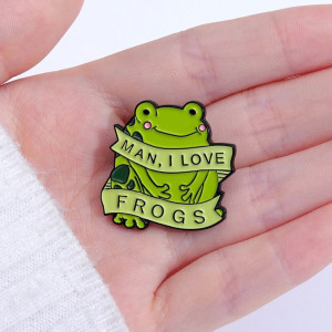 Pin's Émaillé Mignon Grenouille | "Man, I Love Frogs" | Idée Cadeau Drôle