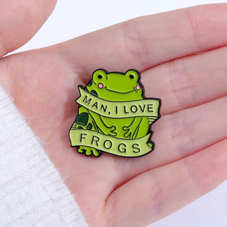 Pin's Émaillé Mignon Grenouille | "Man, I Love Frogs" | Idée Cadeau Drôle