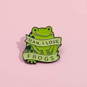 Pin's Émaillé Mignon Grenouille | "Man, I Love Frogs" | Idée Cadeau Drôle