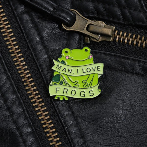 Pin's Émaillé Mignon Grenouille "Man, I Love Frogs"