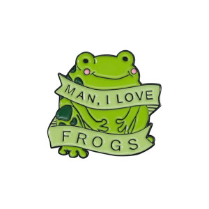 Pin's Émaillé Mignon Grenouille | "Man, I Love Frogs" | Idée Cadeau Drôle