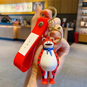Porte-Clé Grenouille Cartoon Lucky – Cadeau Mignon Rouge/Vert