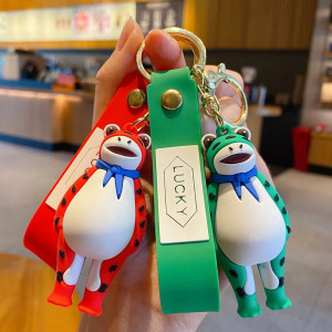Porte-Clé Grenouille Cartoon Lucky – Cadeau Mignon Rouge/Vert