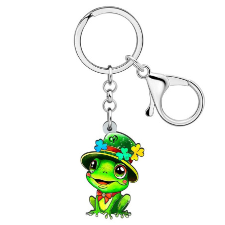 St. Patrick's Day Frog Keychain | Lucky Clover Gift | 1001bees