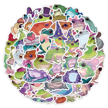 Cute Fairy Frog Stickers | 50 Pcs Magical Vinyl Decals