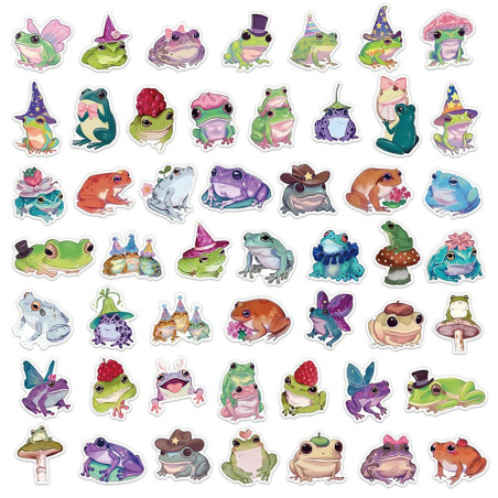 Stickers Grenouilles Fées Mignons | 50 Autocollants Vinyle Magiques