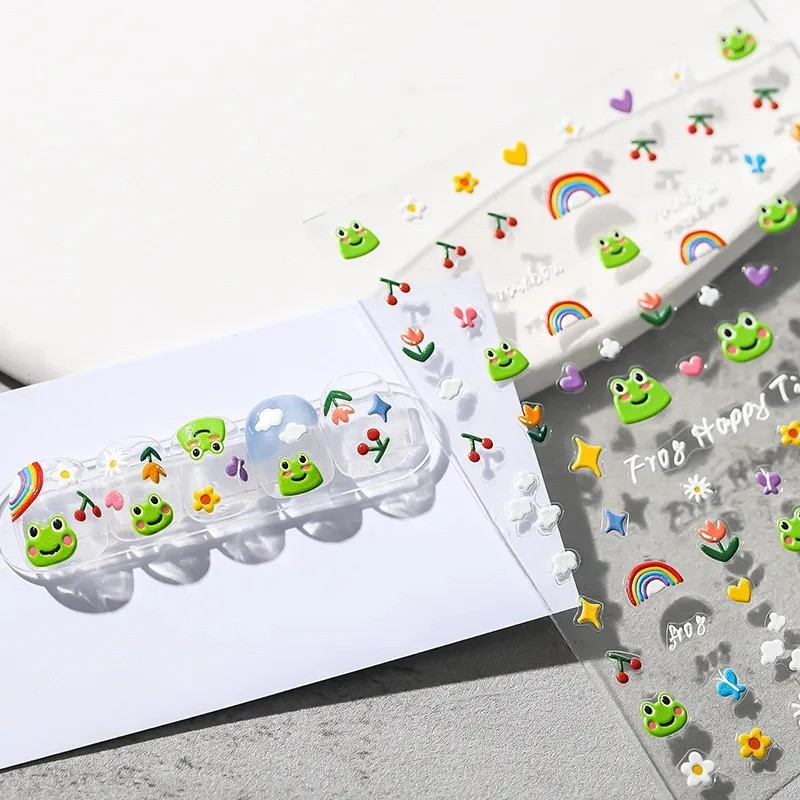 Stickers Grenouille 3D Happy Time | Planche Autocollants Kawaii