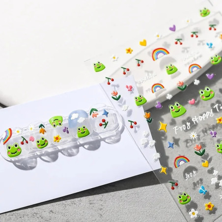Happy Time 3D Frog Stickers | Cute Kawaii Puffy Sticker Sheet