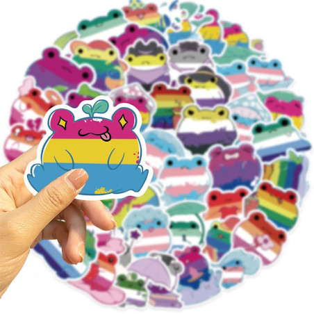 Stickers Grenouille Arc-en-ciel | Fierté LGBTQ+ - Lot de 50