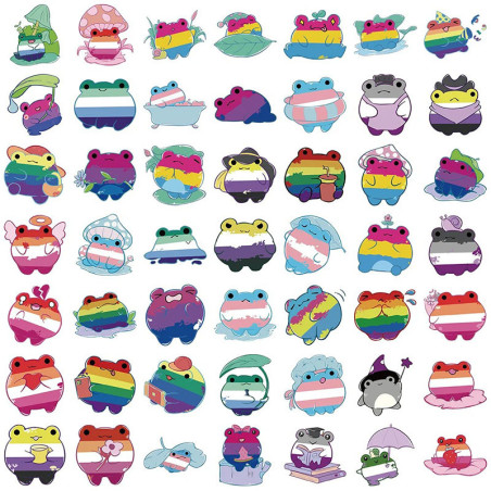 Stickers Grenouille Arc-en-ciel | Fierté LGBTQ+ - Lot de 50
