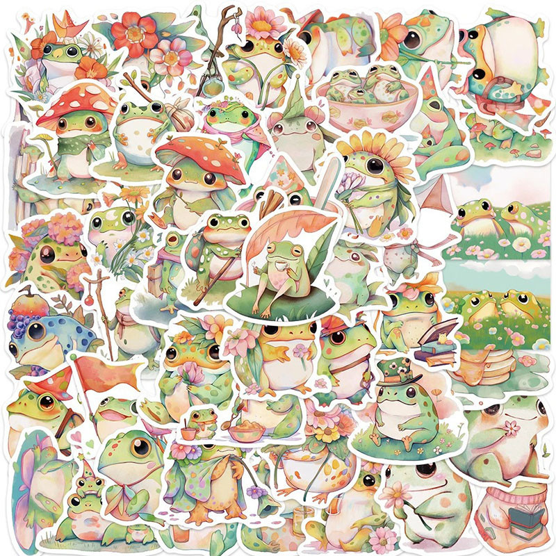 Stickers Grenouille Bohème Mignons | Lot jusqu'à 50 Pièces