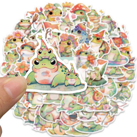 Stickers Grenouille Bohème Mignons | Lot jusqu'à 50 Pièces