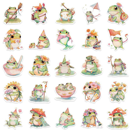 Stickers Grenouille Bohème Mignons | Lot jusqu'à 50 Pièces