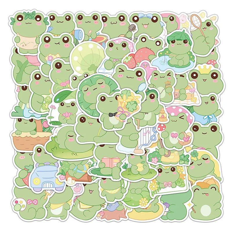 Pack de 50 Stickers Grenouille Kawaii - Autocollants Mignons Uniques
