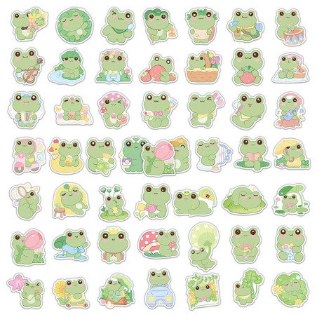 Stickers Grenouille Kawaii | Lot de 50 Autocollants Mignons et Zen