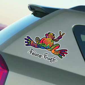 Cute Peace & Love Frog Sticker ✌️ | Rainbow Vinyl Decal Gift