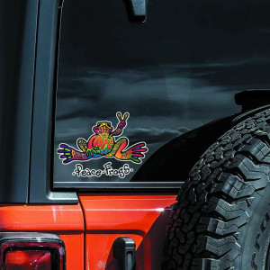 Sticker Grenouille Arc-en-ciel Peace & Love | Autocollant Vinyle