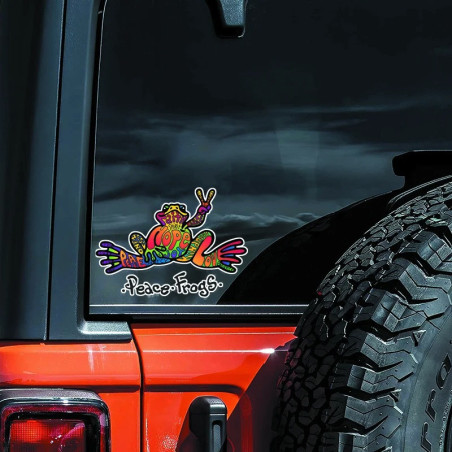 Cute Peace & Love Frog Sticker ✌️ | Rainbow Vinyl Decal Gift