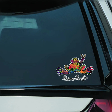 Sticker Grenouille Arc-en-ciel Peace & Love | Autocollant Vinyle