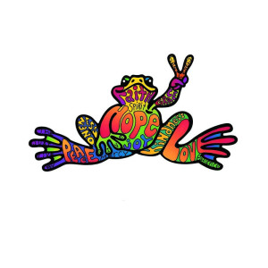 Sticker Grenouille Arc-en-ciel Peace & Love | Autocollant Vinyle