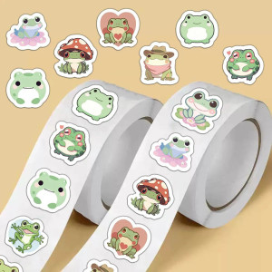 Stickers Grenouille Mignons – Rouleau de 500 Autocollants Kawaii
