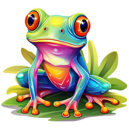 Sticker Grenouille Zen Arc-en-ciel | Autocollant Vinyle Mignon