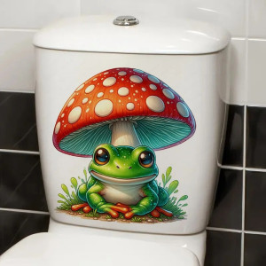 Sticker Grenouille Zen sur Champignon | Autocollant Nature