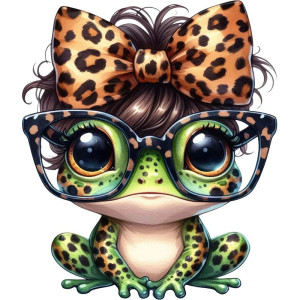 Sticker Grenouille Mignonne Pop Curls | Imprimé Léopard