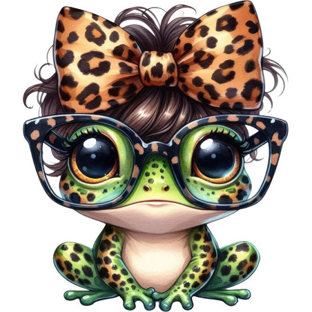 Sticker Grenouille Mignonne Pop Curls | Imprimé Léopard
