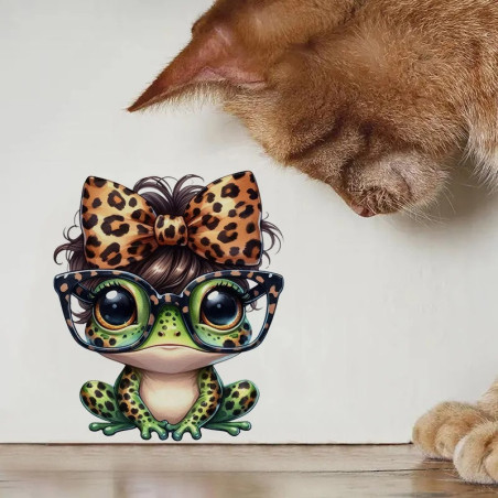 Sticker Grenouille Mignonne Pop Curls | Imprimé Léopard