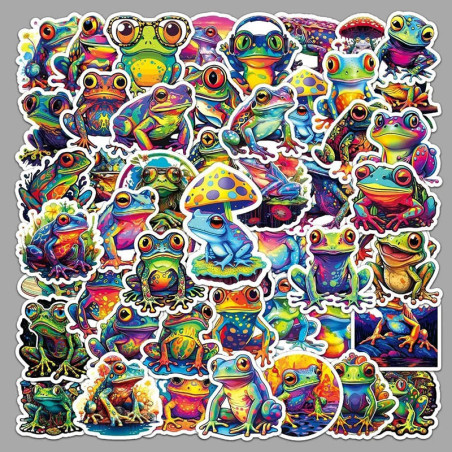Stickers Grenouille Néon – Pack Coloré Mignon (10 ou 50 Pcs)