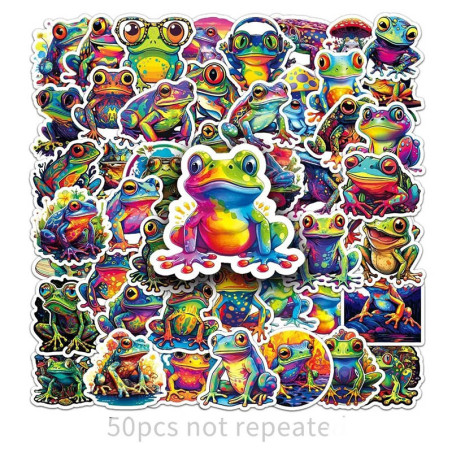 Stickers Grenouille Néon – Pack Coloré Mignon (10 ou 50 Pcs)