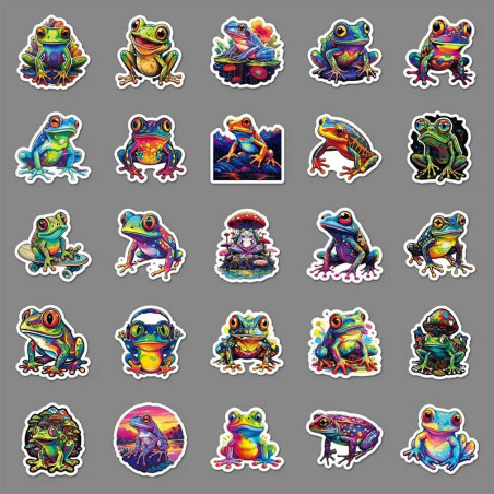 Stickers Grenouille Néon – Pack Coloré Mignon (10 ou 50 Pcs)
