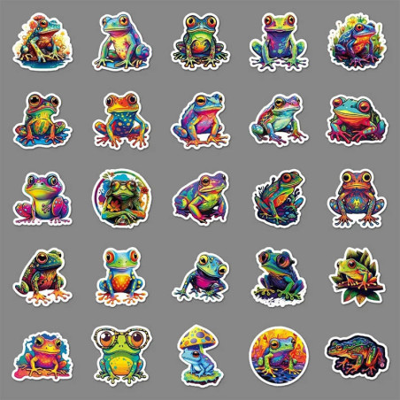 Stickers Grenouille Néon – Pack Coloré Mignon (10 ou 50 Pcs)