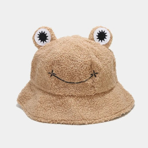 Cute Smiley Frog Bucket Hat – Soft Plush Hat in 4 Colors