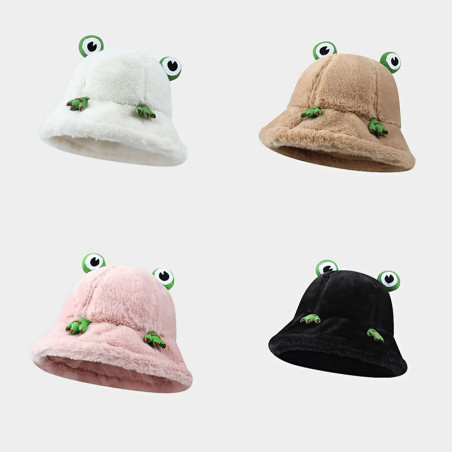 CozyEyes Frog Hat | Cute Plush Bucket Hat for Women Gift