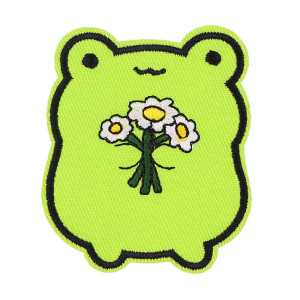 Écusson Thermocollant Grenouille & Fleurs | Appliqué Brodé