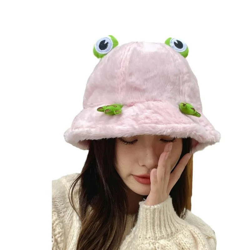 CozyEyes Frog Hat | Cute Plush Bucket Hat for Women Gift