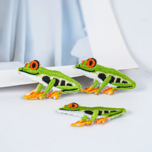 Tropical Frog Iron-On Patch – Cute Embroidered Applique