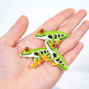 Tropical Frog Iron-On Patch – Cute Embroidered Applique