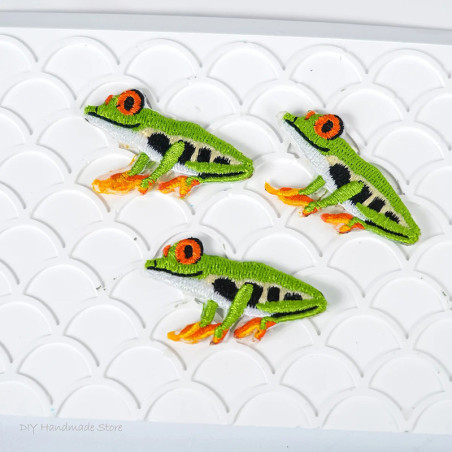 Tropical Frog Iron-On Patch – Cute Embroidered Applique